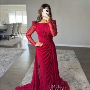 Kenzie Elegant Red Long Sleeve Dress